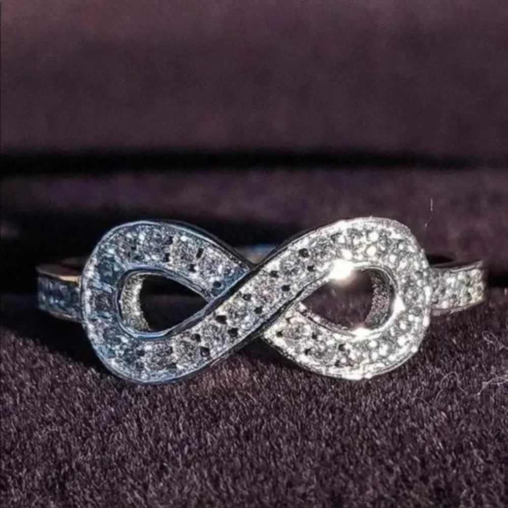 INFINITY 925 STERLING SILVER DIAMOND RING - Picture 1 of 5